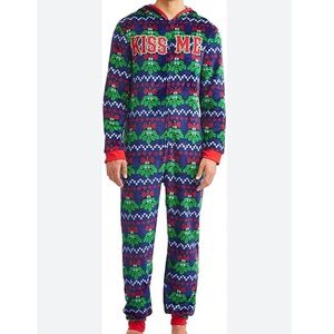 Dec 25th Mistletoe Mens Ugly Christmas Drop Seat Union Suit Pajamas size M